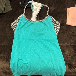 Teal Leopard Trim Women's Top